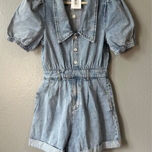 Denim Puff Sleeve Jumpsuit